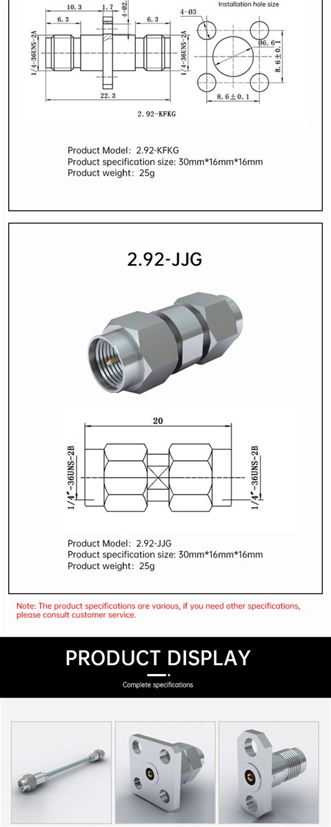 292 type connector has small size light weight high frequency of use reliable connection