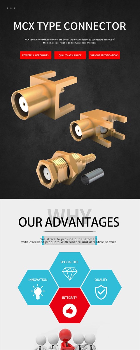 MCX series RF coaxial connectors are small in size reliable and easy to connect