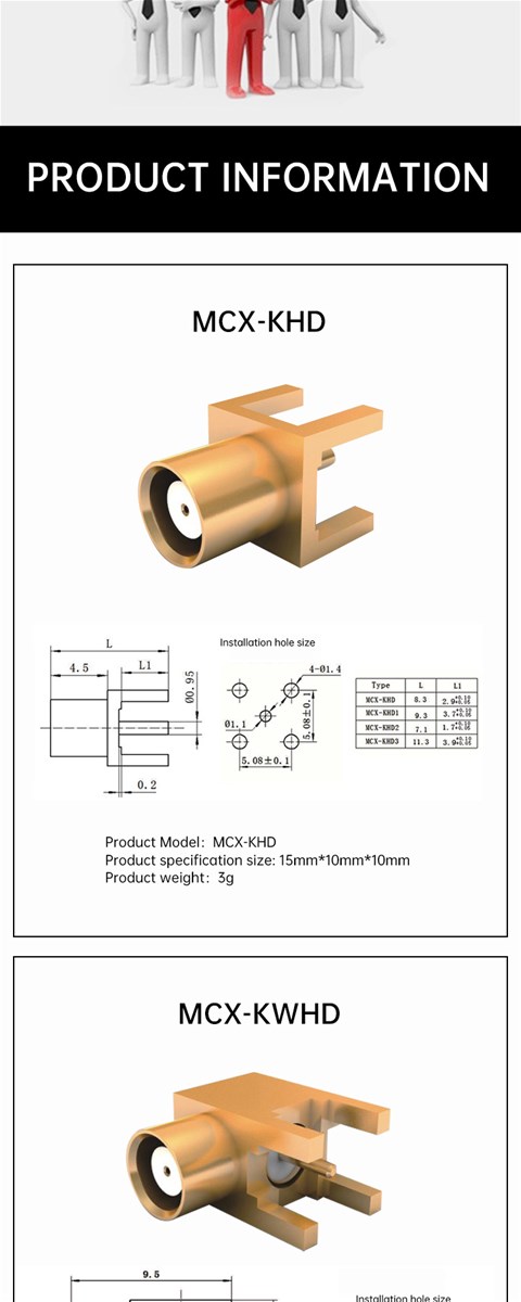 MCX series RF coaxial connectors are small in size reliable and easy to connect