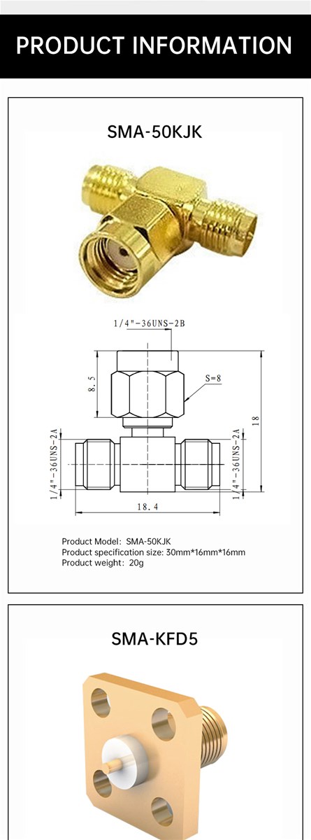 SMA type connector high frequency RF coaxial connector SMA female to SMA adapter