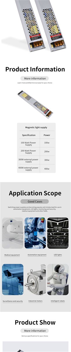 Power supply for industrial automation control LED lighting etc Power 100W200W300W400W Please consult for details