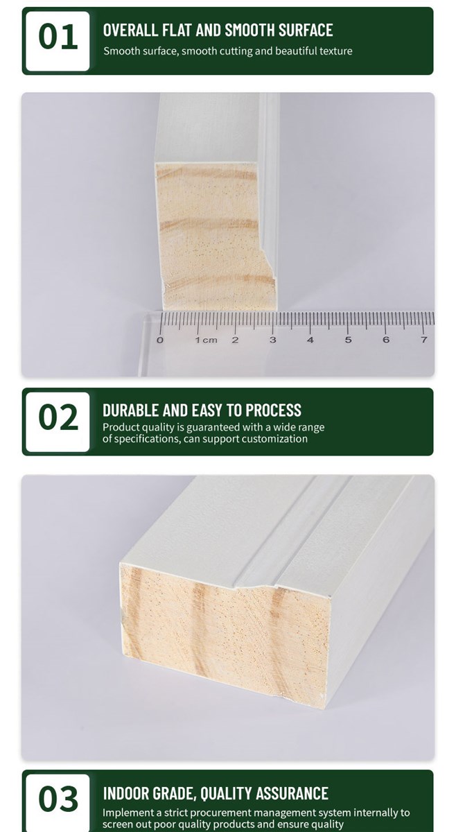 White gesso coating 4 sides and waterbased primer for 3 side FJEG radiata Pine brick mould White gesso coating 4 sides and waterbased primer for 3 side FJEG radiata Pine brick mould