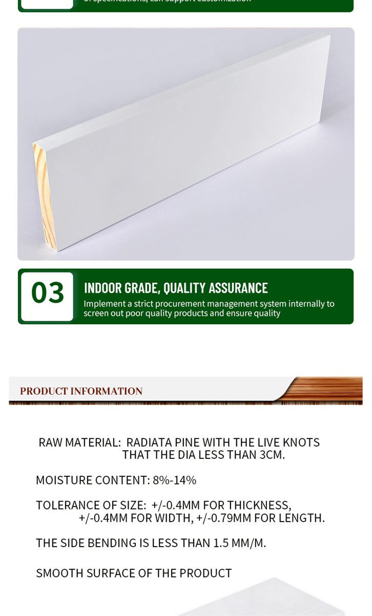 White gesso coating 4 sides and waterbased primer for 3 side FJEG radiata Pine S3S board