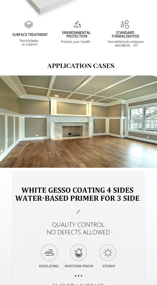 White gesso coating 4 sides and waterbased primer for 3 side FJEG radiata Pine flat jamb