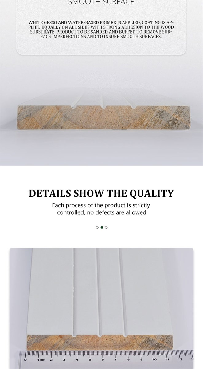 White gesso coating 4 sides and waterbased primer for 3 side FJEG radiata Pine flat jamb