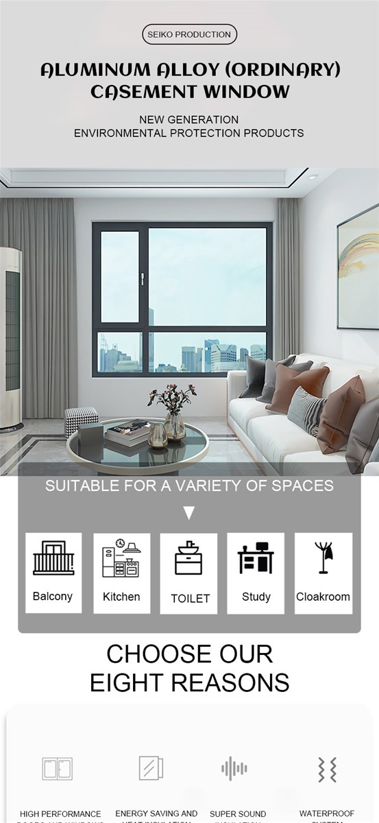 Aluminum alloy casement window