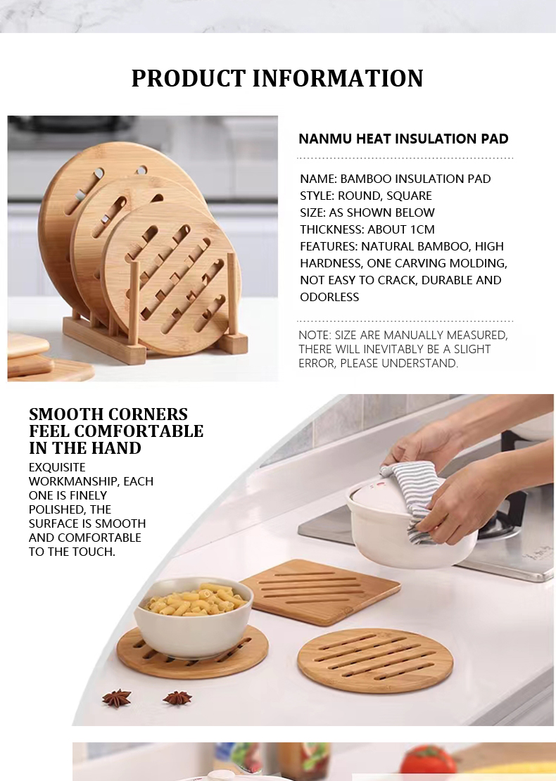Heat insulation table mat bamboo and wood crafts
