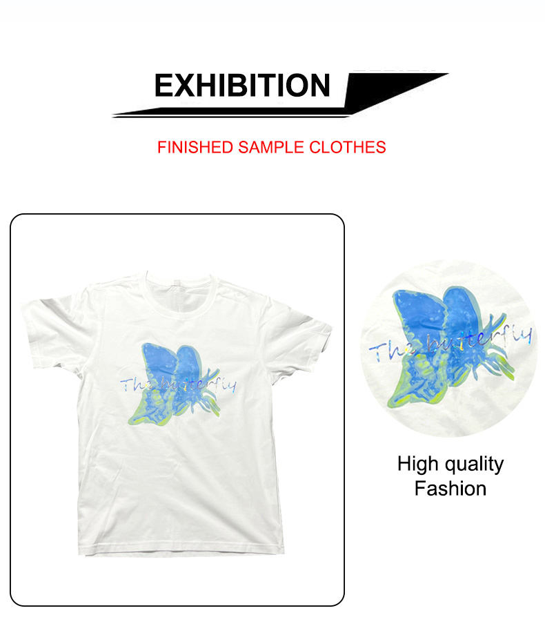 Laser letter logo digital perm butterfly logo summer short sleeve T