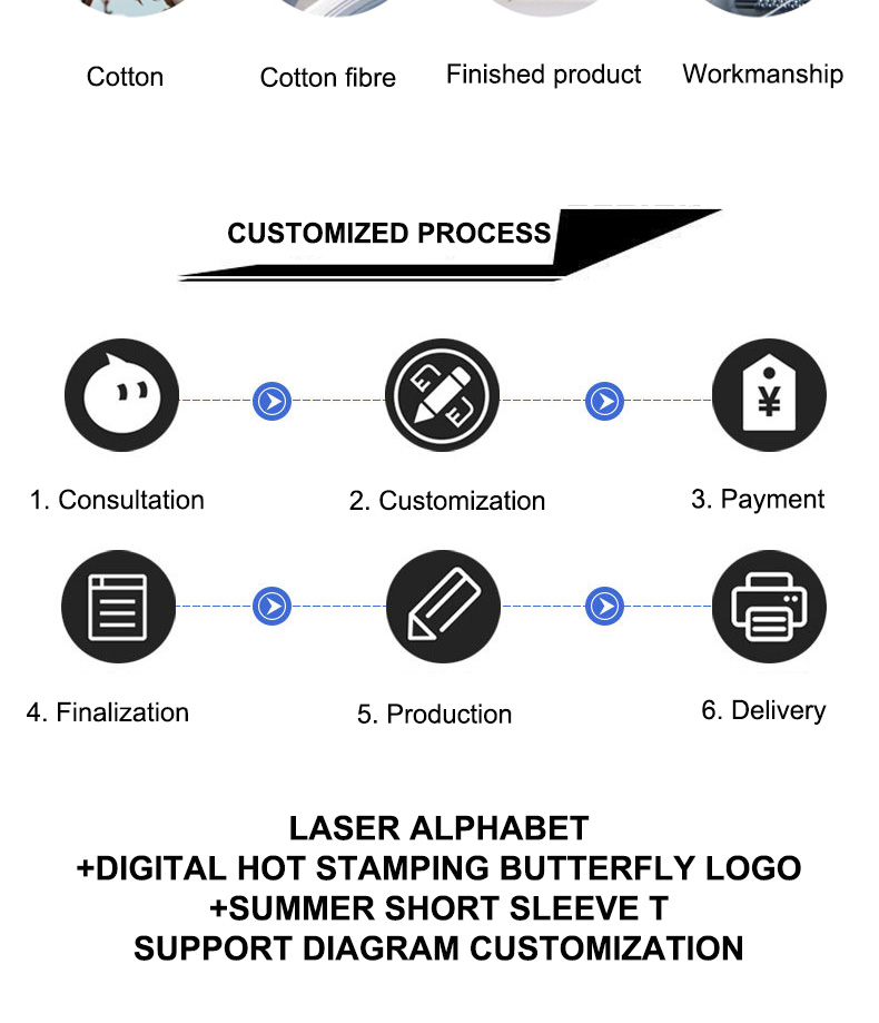 Laser letter logo digital perm butterfly logo summer short sleeve T