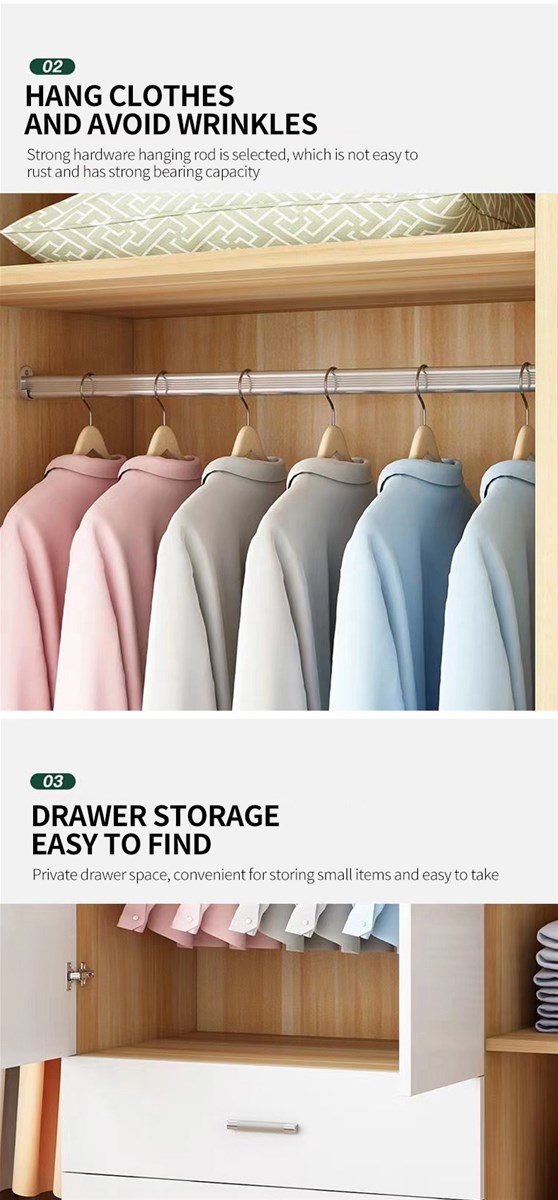Wardrobe household bedroom adult children small family simple modern solid wood rental room cabinet storage cabine
