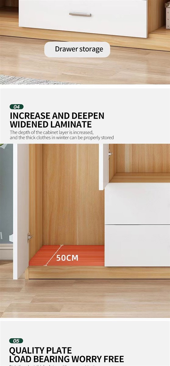 Wardrobe household bedroom adult children small family simple modern solid wood rental room cabinet storage cabine