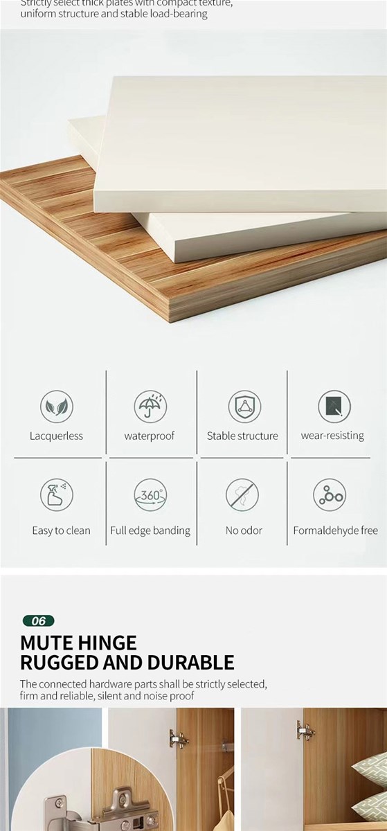 Wardrobe household bedroom adult children small family simple modern solid wood rental room cabinet storage cabine