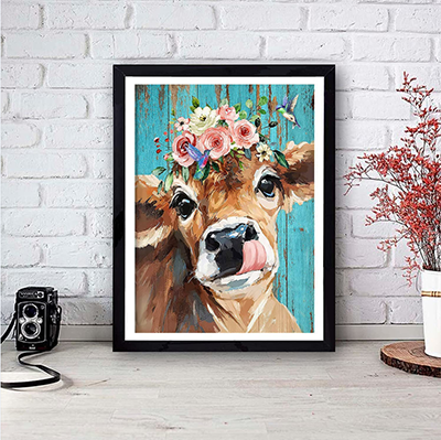 DIY 5D Round Diamond Art Paint Full diamond Cow Gem art painting kit Home wall decoration gifts