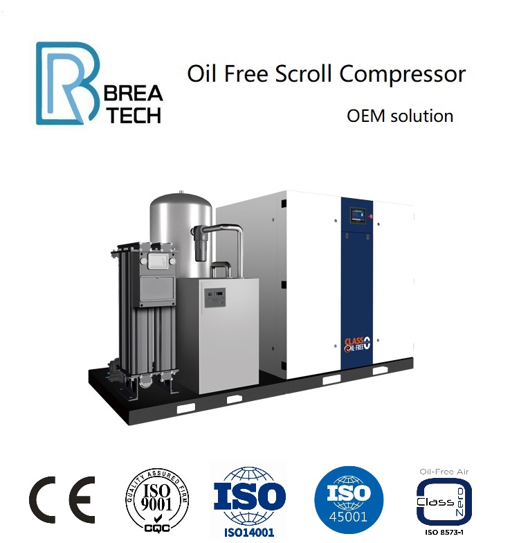 Oil free scroll compressor 22kw 30kw