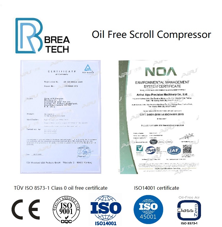 Oil free scroll compressor 22kw 30kw