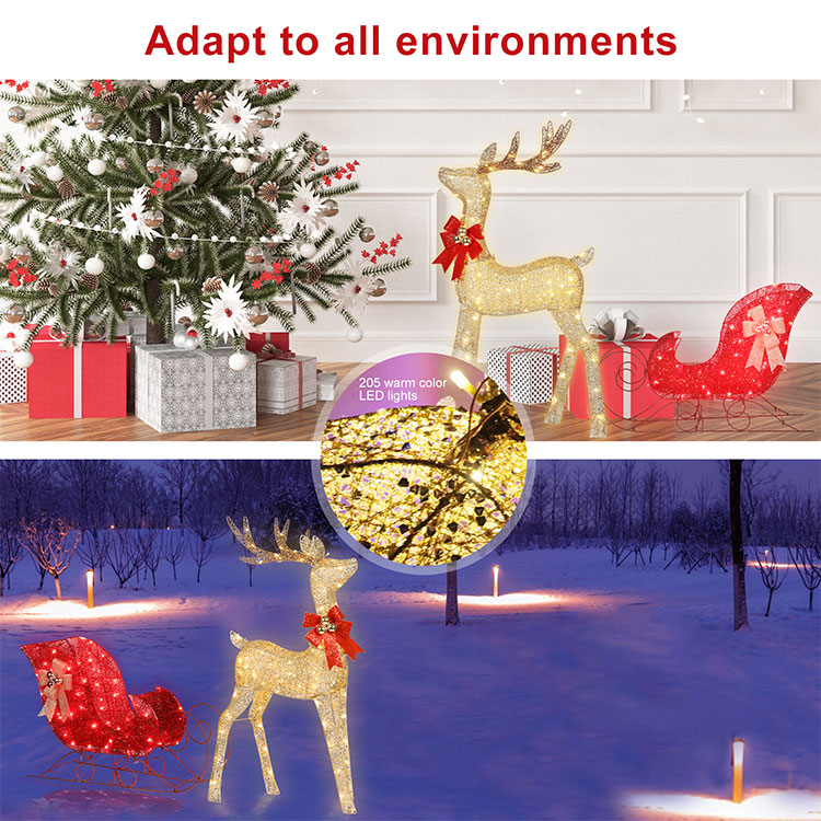 Christmas Decorative Light Reindeer with Sleigh Motif Light