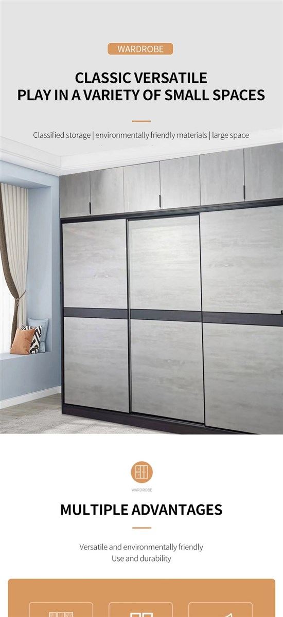 All solid wood wardrobe household bedroom childrens storage cabinet simple modern log sliding door large wardrobe