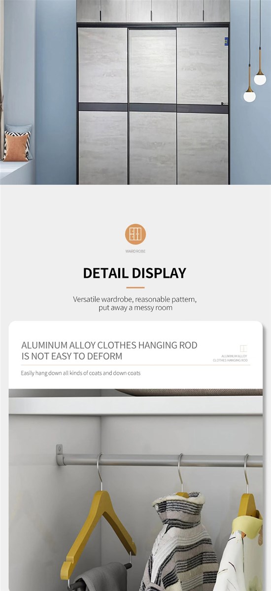 All solid wood wardrobe household bedroom childrens storage cabinet simple modern log sliding door large wardrobe