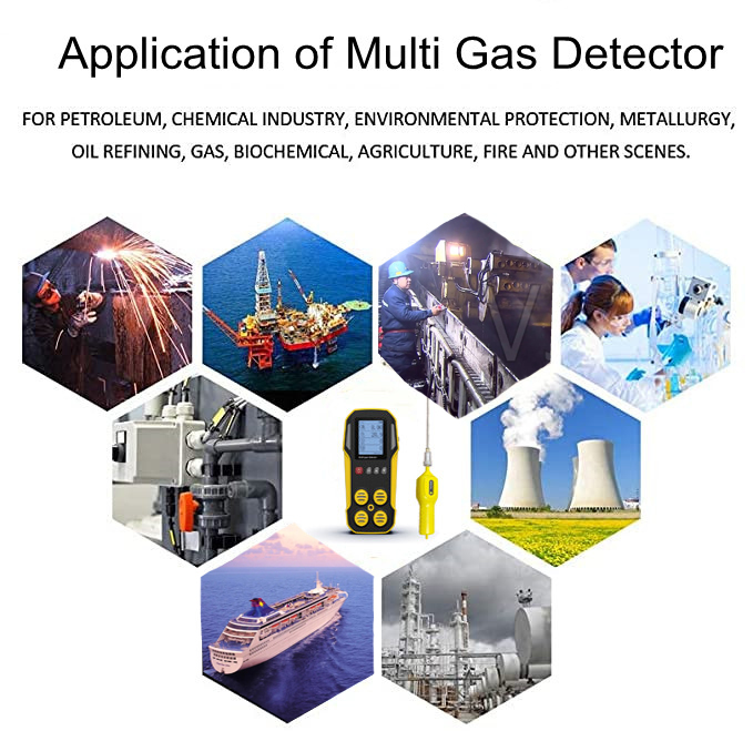Affordable Handheld air sampling pump 1500mA Li battery portable CH4 O2 CO H2S multi gas detector analyzer