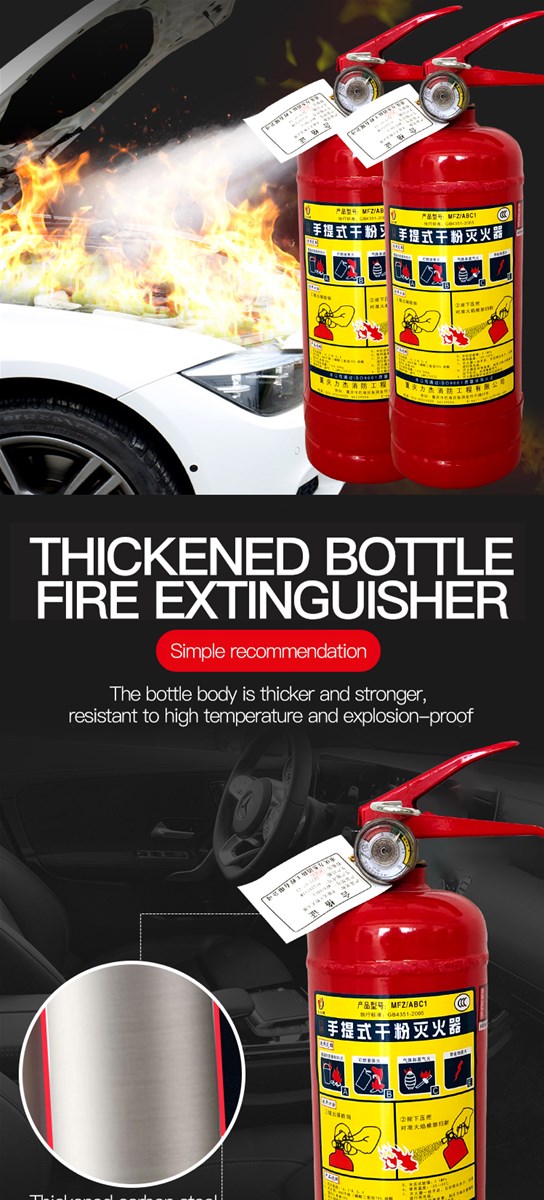 Portable dry powder fire extinguishers are highly efficient nontoxic and odourless and can be stored for a long time