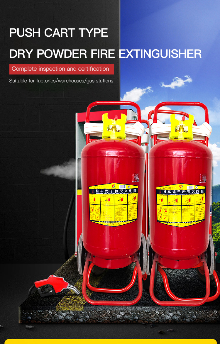 Push trolley type dry powder fire extinguishers are nontoxic odourless nonconductive and can be stored for a long ti
