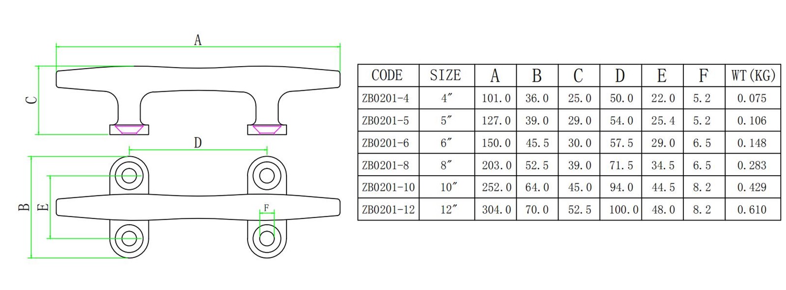 Marine Stainless 316 boat parts Open Base Boat Cleats