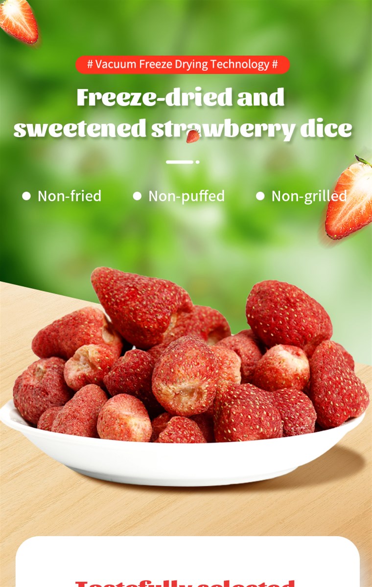 Freeze dried sweetened strawberry granules