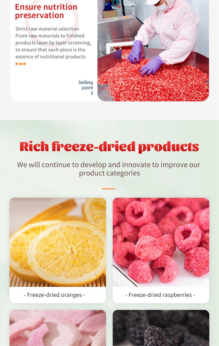 Freeze dried sweetened strawberry granules