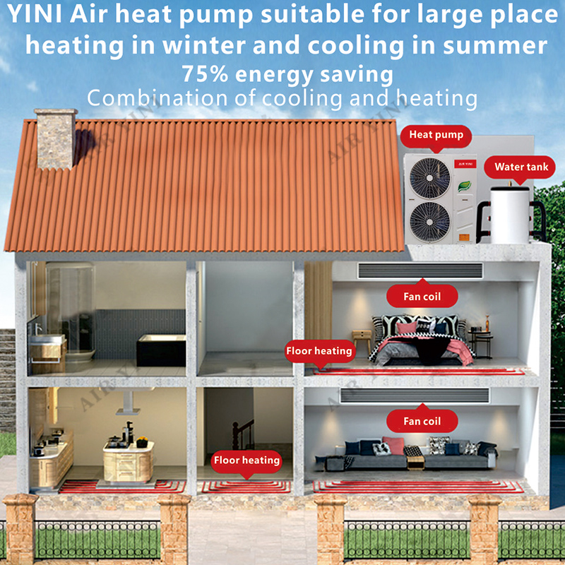 Air To Water All In One Air Conditioner Full DC Inverter Heat Pump 145KW For House Heating Cooling