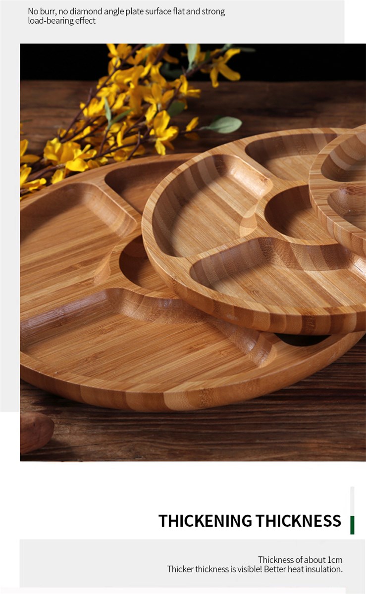 Bamboo round compartment tray DecorationsDining traysInsulation materials