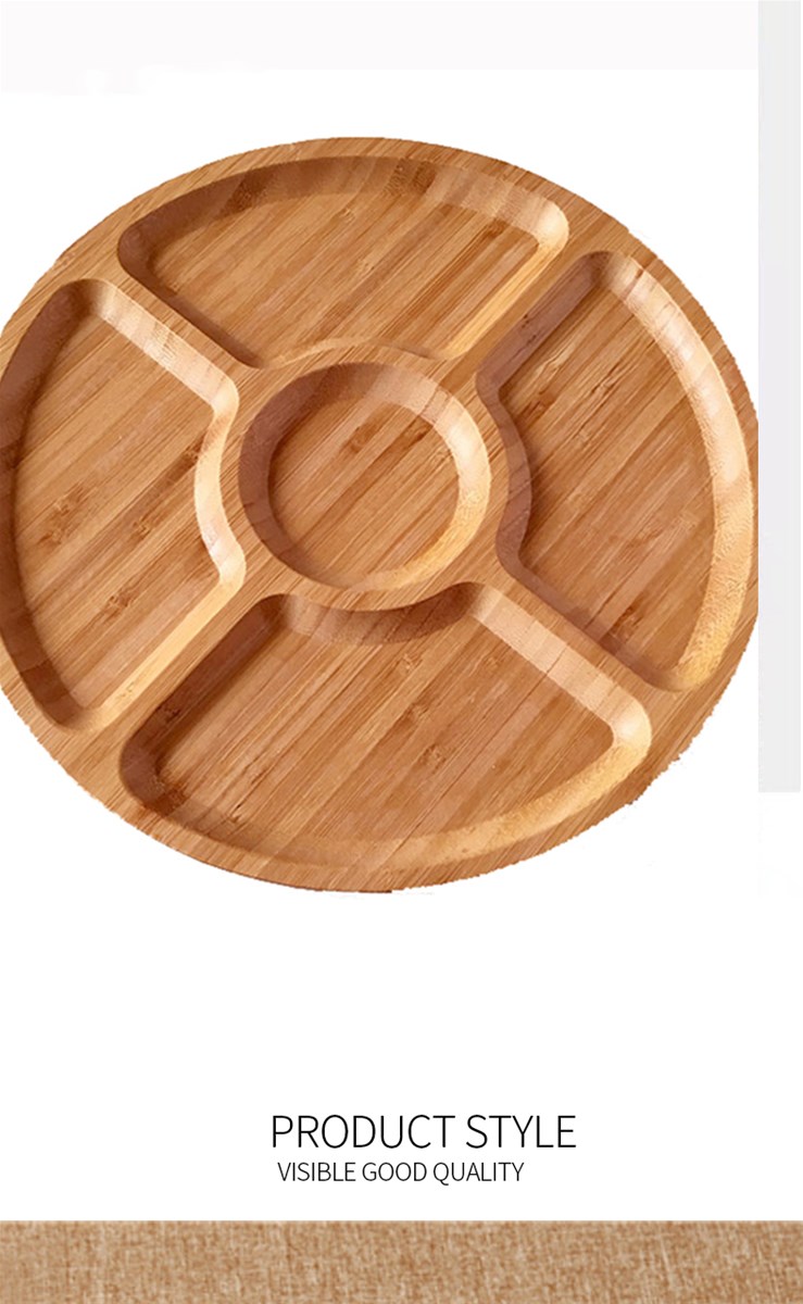Bamboo round compartment tray DecorationsDining traysInsulation materials