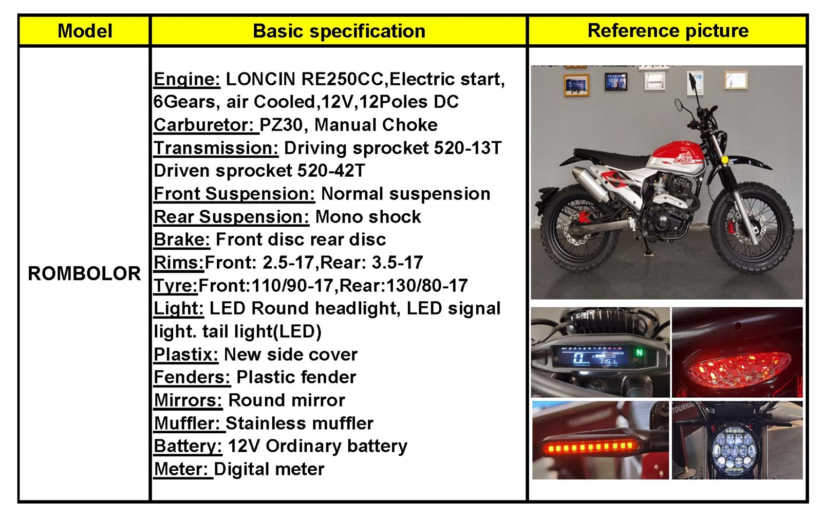 China 250cc motorcycles cafe racer ROMBOLOR250 SCRAMBLER250 FUEGO motorcycle