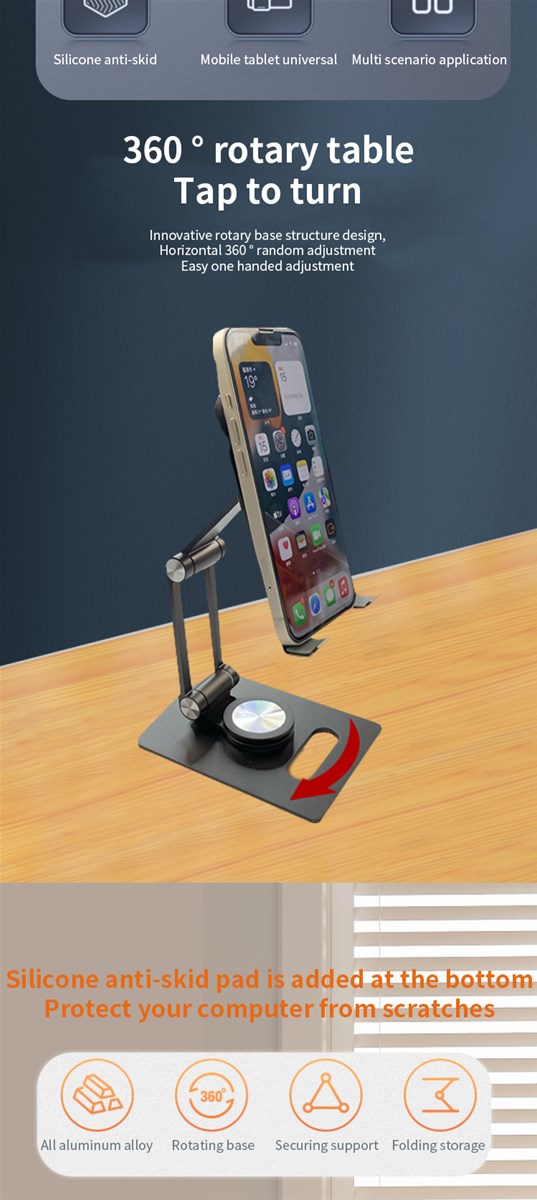 Desktop aluminum phonetablet folding stand Color can be customized for orders over 500