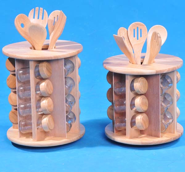 16pcs wooden revolving spice rack