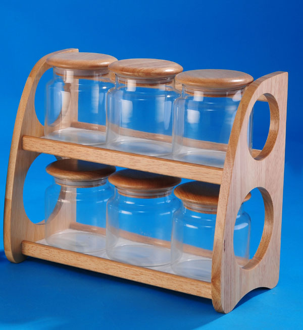 16pcs wooden revolving spice rack