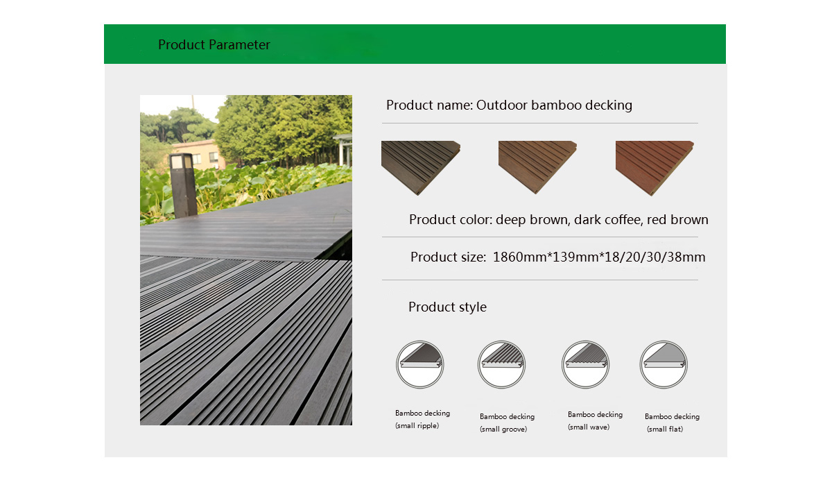 High Carbonized Outdoor Bamboo Decking Board for Garden Plank Road