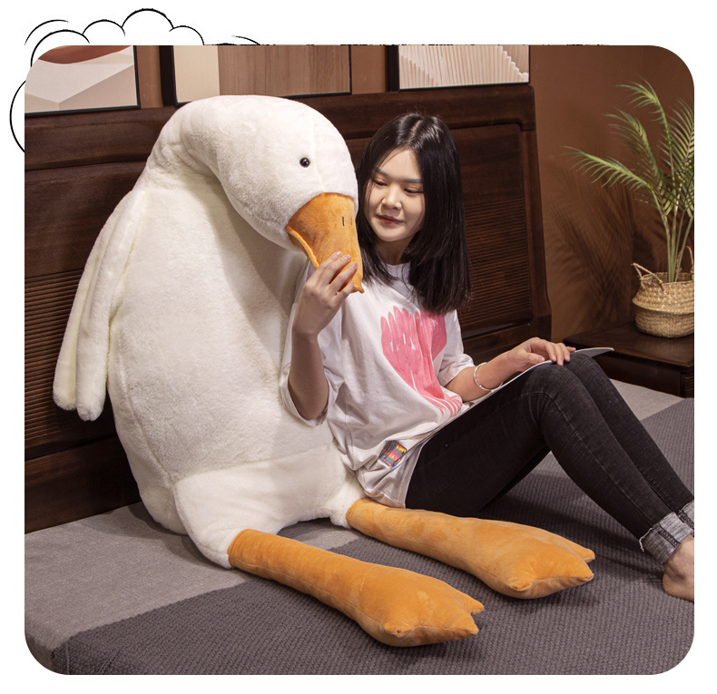 Goose Plush Toy Manufacturer Cute Giant Huge Goose Sleeping Plush Soft Swan Bed Pillows Stuffed Animal Toys