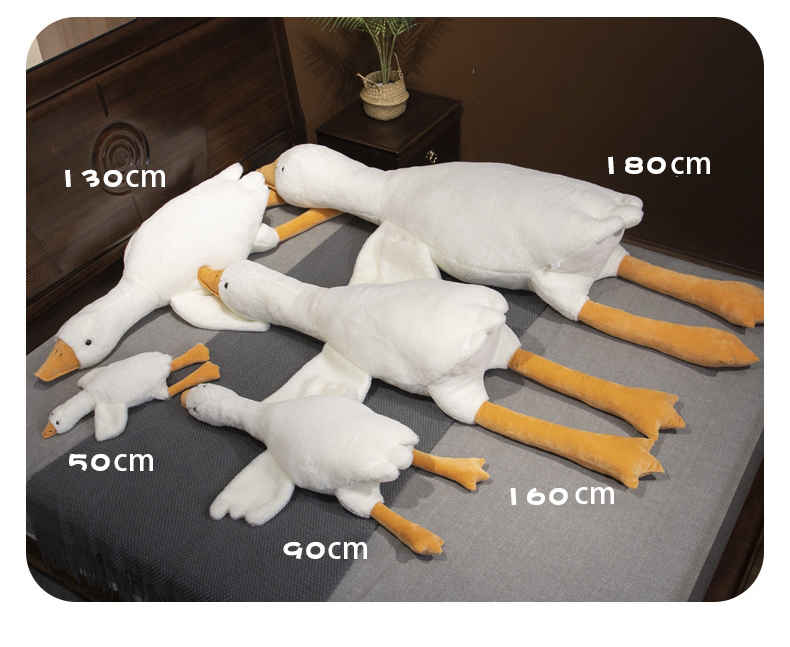 Goose Plush Toy Manufacturer Cute Giant Huge Goose Sleeping Plush Soft Swan Bed Pillows Stuffed Animal Toys