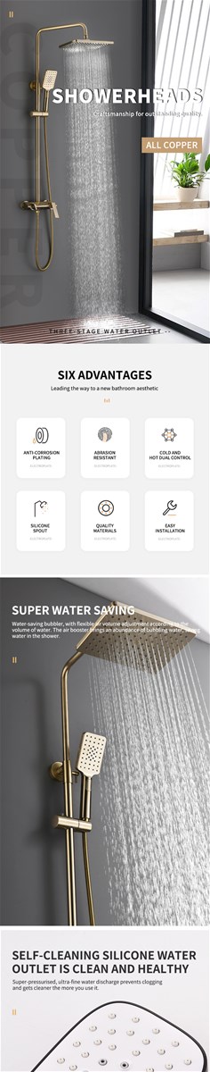 Shower set copper surface mounted simple bathroom single shower