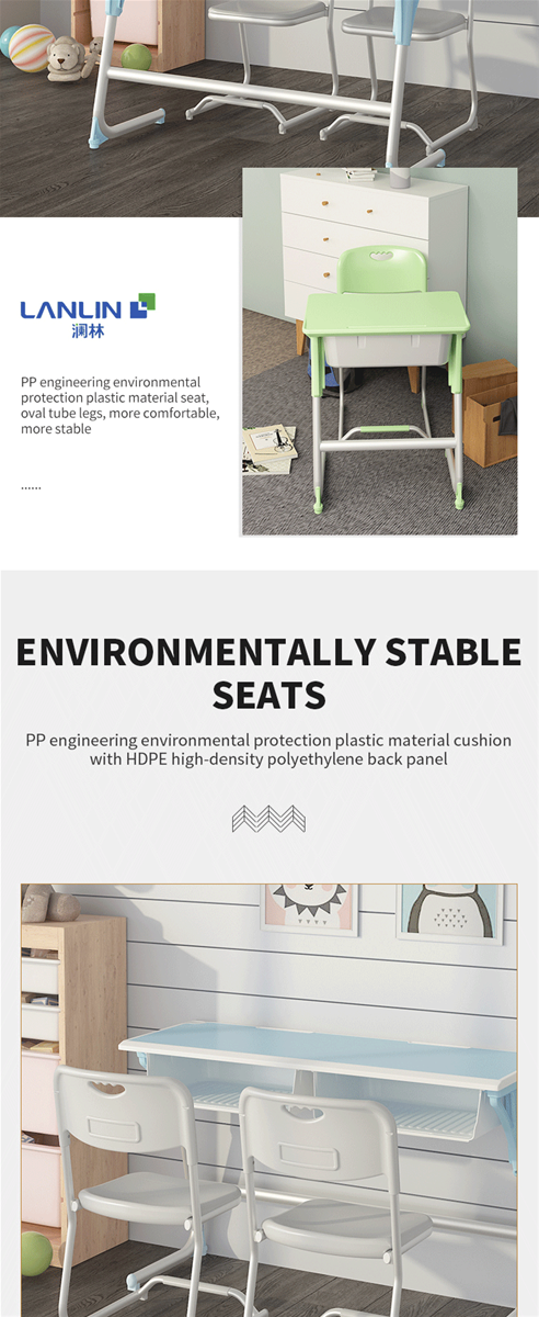 School classroom single double combination desks and chairs