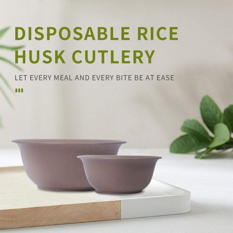 Disposable rice hull tableware for 10 people