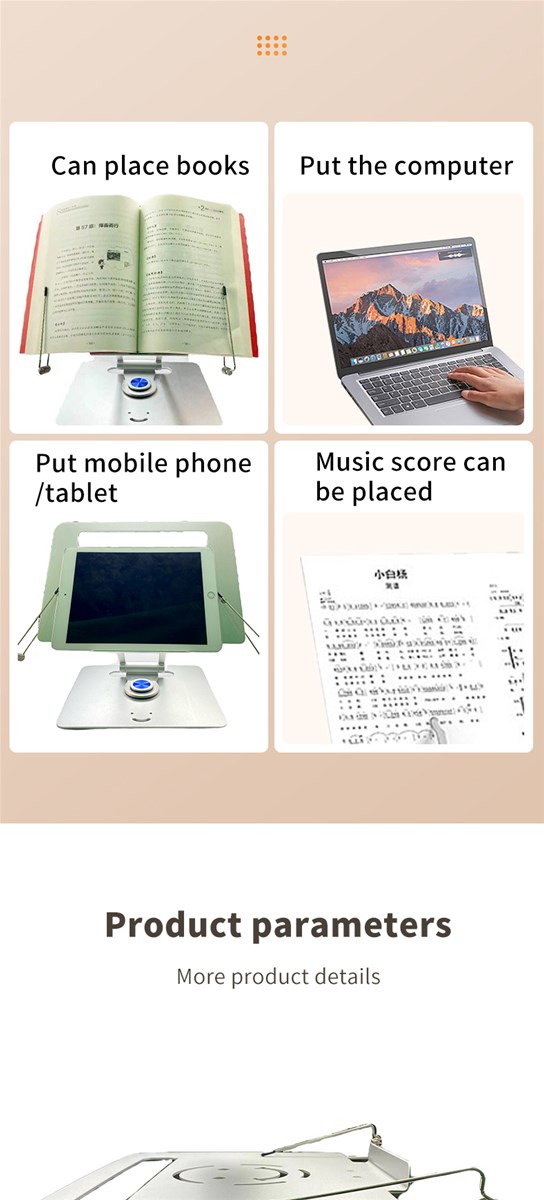 Desktop aluminum alloy reading rotary stand