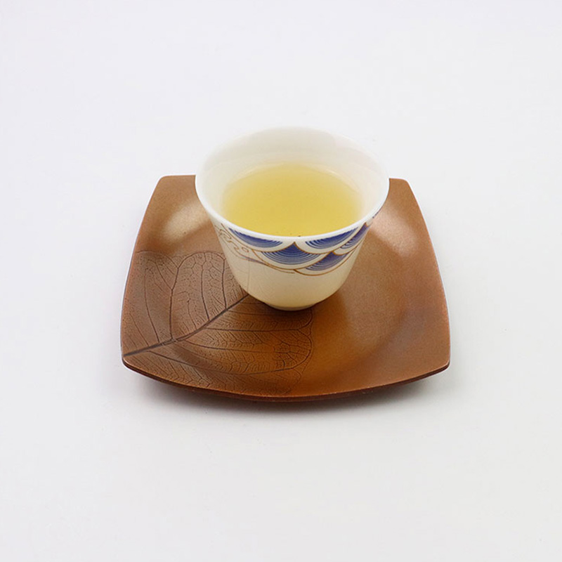 Handmade cup holder square pure copper cup cushion purple copper thickened heat insulation cup holder Bodhi leaf tea se