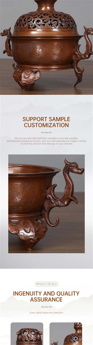 handmade copper incense burner home decoration with traditional handicraft Mottled Copper