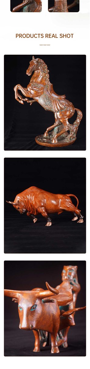 Yunnan traditional crafts mottled copper household articles cattle and horse ornaments