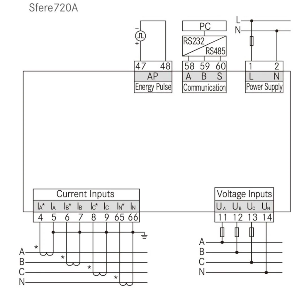 Elecnoca Sfere720A LCD Digital Low Voltage MultiFunction Three Phase Power Meter RS485 Modbus