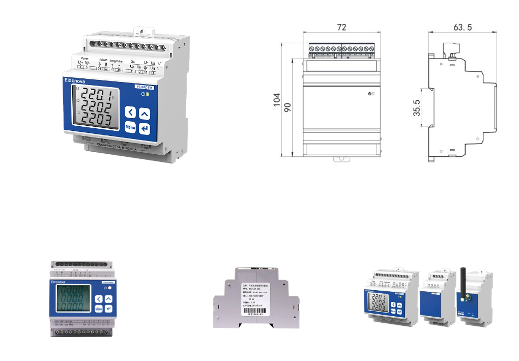 DIN Rail Mounted 3 Phase Digital AC Intelligent RS485 Communication Electricity Data Logger Multifunction Energy Meter