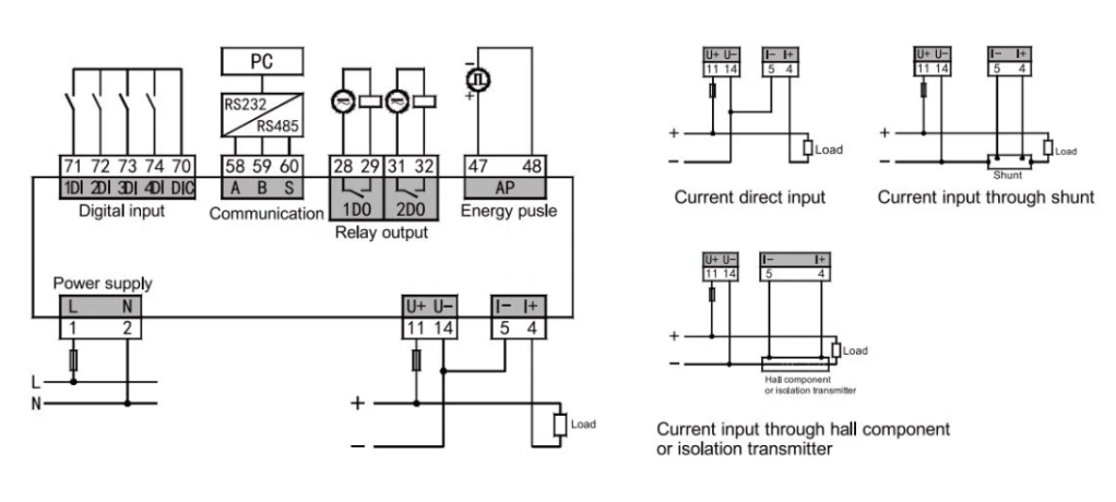 Solar Energy System Multifunctional High Accuracy DC VoltCurrent Energy Meter