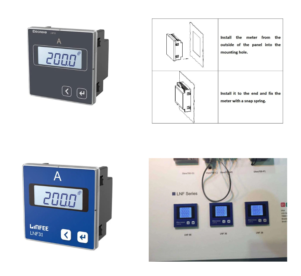 7272mm Three Phase Panel Mounted Rtm RealTime Measurement Ampere Meter