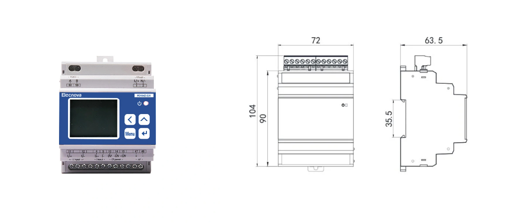 DC Kwh Meter DIN Rail Mounted Three Phase MultiCircuit MultiFunction Watt Hour Meter